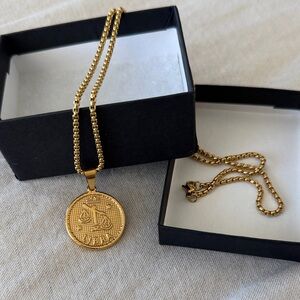 Libra Zodiac sign Gold plated Pendant Necklace